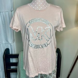 EUC Michael Kors Soft Pink Logo Tee Large